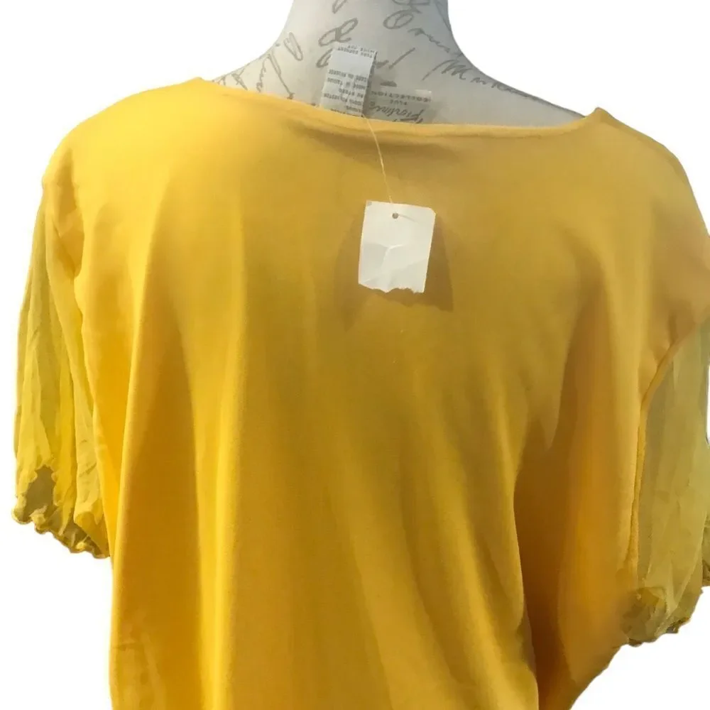 Giorgio Fiodine Yellow Blouse Plus Size Womens 26 28 NWT - Picture 4 of 16